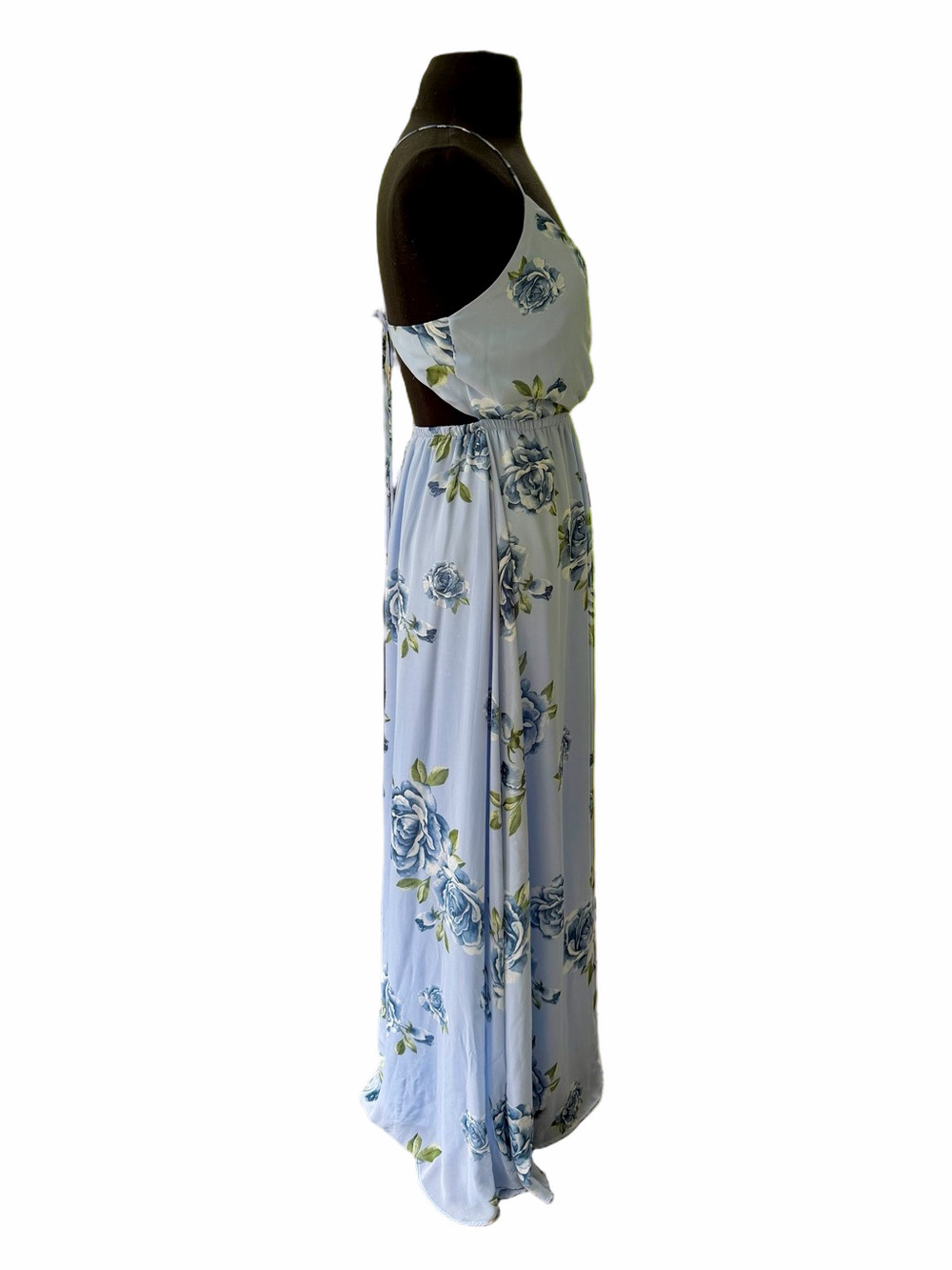 Lulu’s Kind And Loving Light Blue Floral Backless Maxi Dress Size Small - Picture 5 of 15